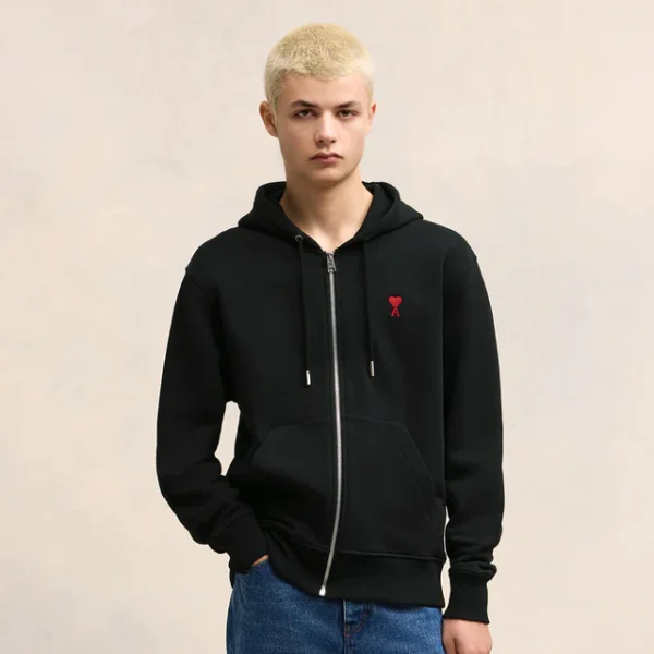 Red Ami de Coeur Zipped Hoodie