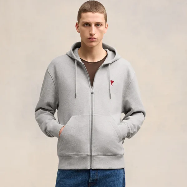 Red Ami de Coeur Zipped Hoodie